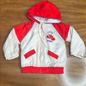 Vtg Tiny Tots Original Little League Jacket 18M Hooded Windbreaker Baseball